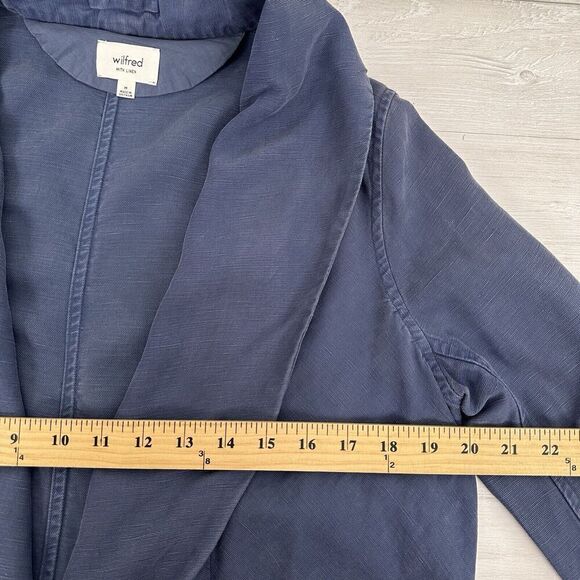 Aritzia Wilfred Chevalier Jacket Women M Linen Blend Open Front Dusty Denim Blue - Picture 9 of 16